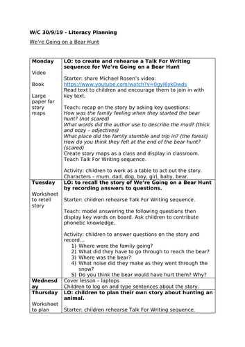 We're Going On A Bear Hunt - Year 1 - 1 week of planning and resources