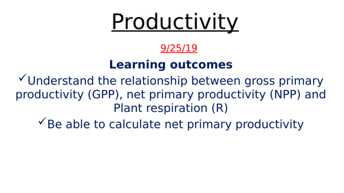 Productivity - GPP and NPP