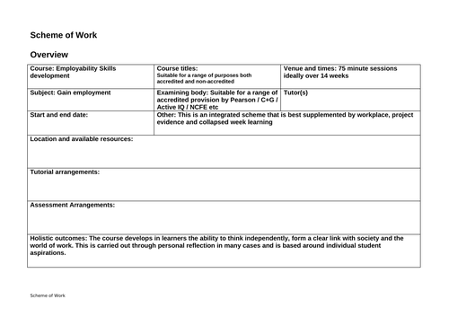 Complete scheme of work to support job applications over 14 weeks