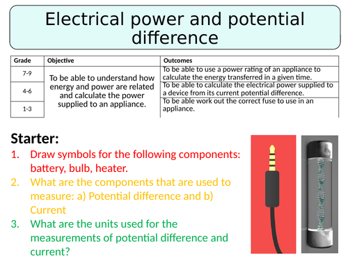 NEW AQA GCSE (2016) Physics - Electrical Power & Potential Difference