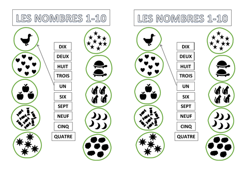 French Numbers 1 20 Matching Activity Teaching Resources