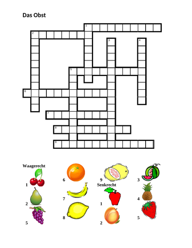 Obst (Fruit in German) Crossword