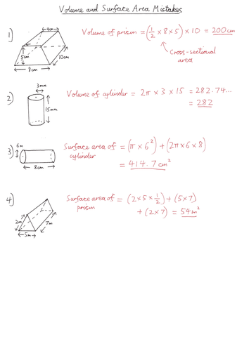 Volume and Surface Area Mistakes