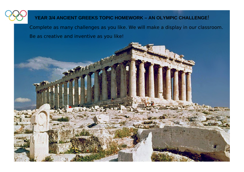 Year 3/4 Ancient Greeks Topic Homework