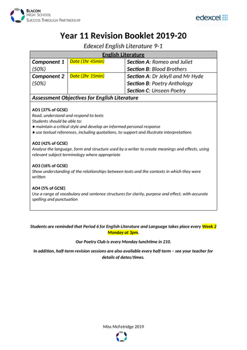 Edexcel Literature Guide for Teachers and Students
