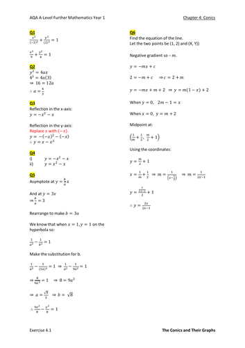 Conics Worked Solutions (New A-level)