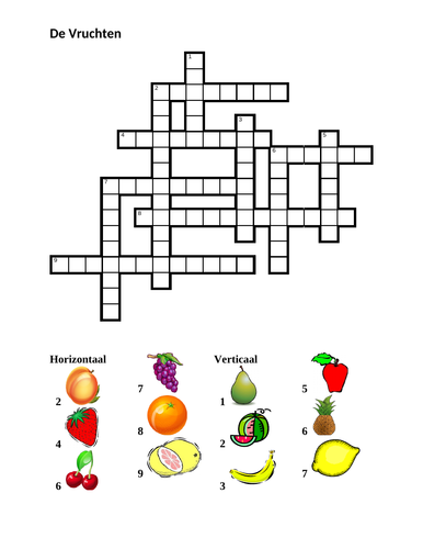 Vruchten (Fruit in Dutch) Crossword