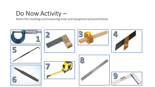 Marking out and Measuring tools starter activity