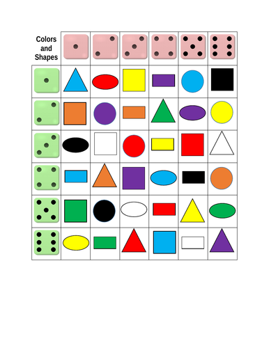 Colors and Shapes Dice Game