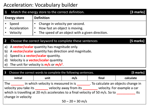 Acceleration and its calculations, KS4, Physics, New GCSE Specification