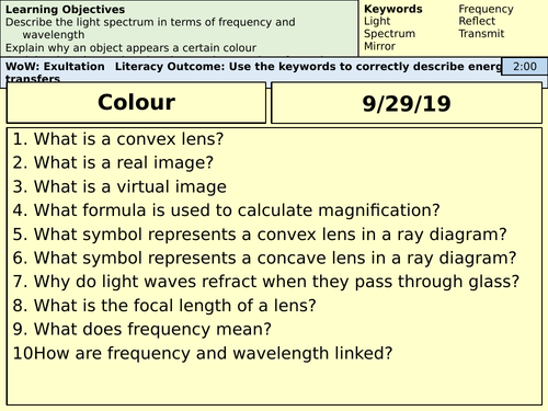 AQA GCSE Physics - Colour - Whole Lesson