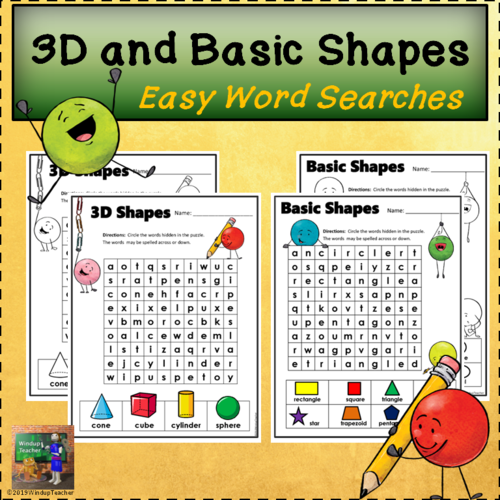 3D and Basic Shapes Word Searches *Easy*