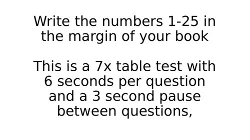 7x Times Table Timed PowerPoint Test