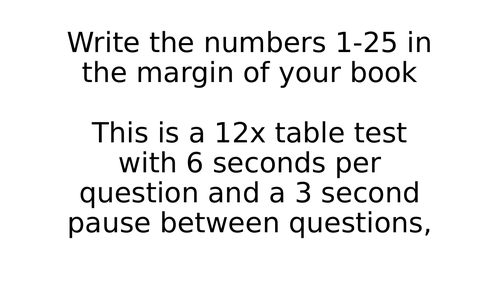 12x Times Table Test Timed PowerPoint