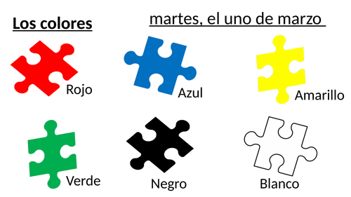 Los colores- the colours in Spanish