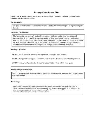 NGSS Decomposition Lesson Plan | Teaching Resources