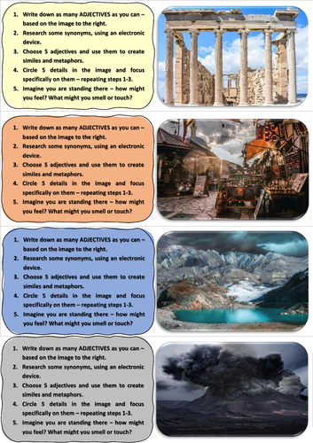 AQA 8700/1 GCSE English Language - Creative Writing Image Revision Cards