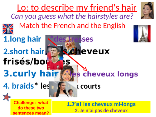 Hair Styles In French And The Verb Avoir By Snoxell Teaching