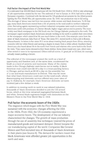 L4 - The Great Migration -  Edexcel A Level History Civil rights USA, 1850-2009