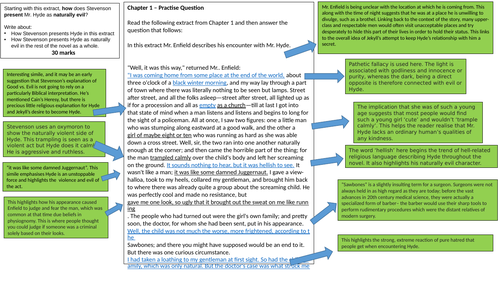 Exam Question Planning Sheet and Extract - Mr Hyde is Naturally Evil