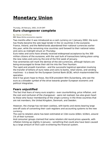 Economics: Monetary Union  (NEW SPEC) - Edexcel