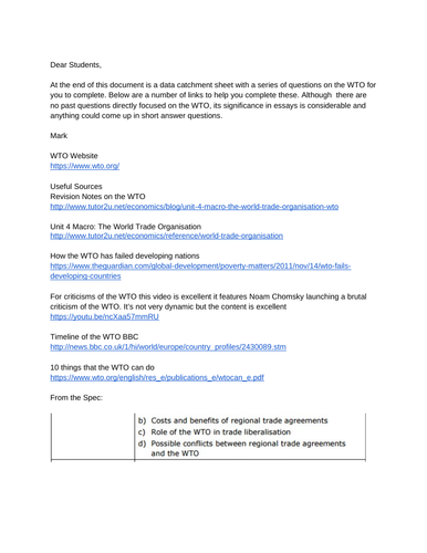 Economics: Patterns of Trade  (NEW SPEC) - Edexcel