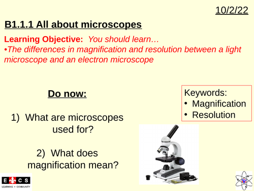 B1.1: The World of the Microscope (AQA) AND microscopy required practical