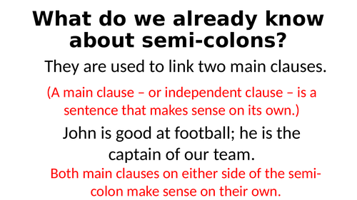 Year 6 SPAG - Semi-colons for lists