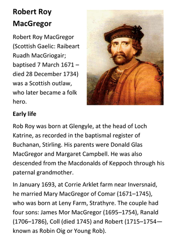 Robert Roy MacGregor Handout