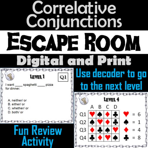 Correlative Conjunctions Activity: Escape Room