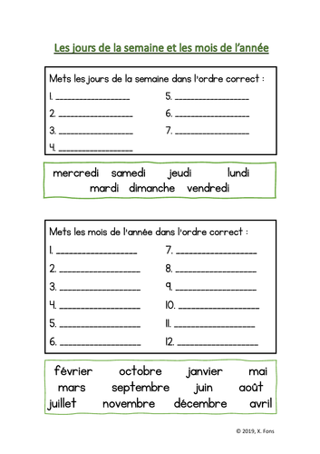 months-and-days-in-french-worksheet-teaching-resources