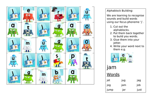 Alphablocks: Word Build Activity 'j'