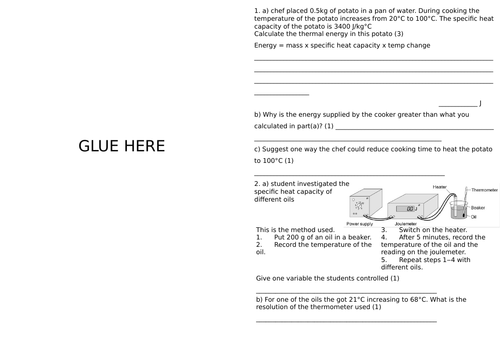 Specific heat capacity (3-4 lessons)