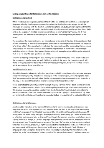 How to improve and spice up your Inspector Calls essays