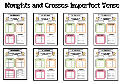 Morpions/ Noughts and Crosses- Grammar/ Conjugation Game- Imperfect Tense- French KS4-KS5