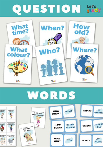 Question Words Flashcards | WH Questions | Who What When Where Why How | Printable ESL EFL