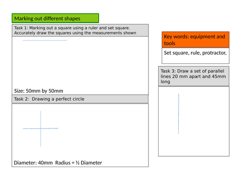 Basic marking out and measuring worksheet