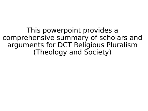 OCR A level Religious Studies 2019 - DCT - Religious Pluralism