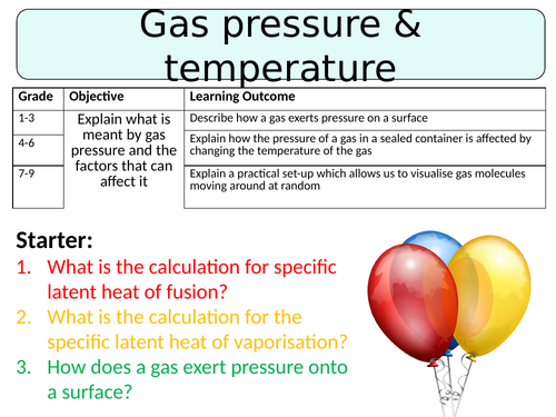 NEW AQA GCSE (2016) Physics - Gas Pressure & Temperature