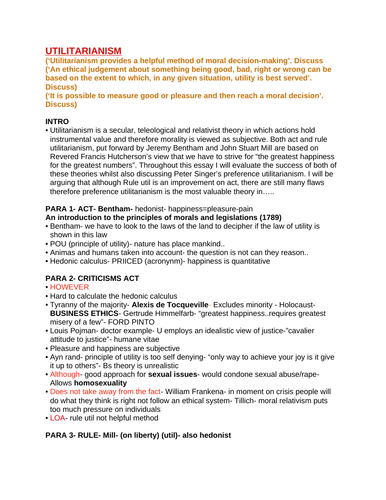 Utilitarianism essay pdf image