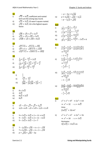 Surds and Indices Worked Solutions (New A-Levels)