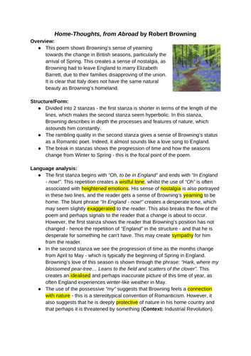 Home-Thoughts from Abroad by Robert Browning A Level English lit and ...