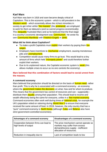 Karl Marx A level Economics Edexcel