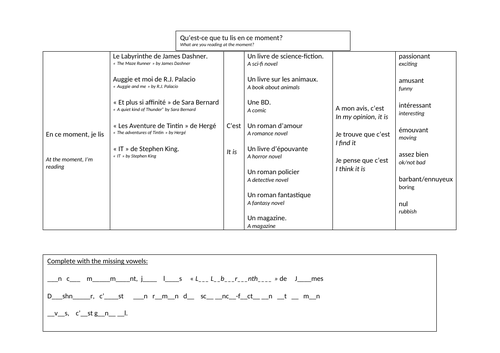 Qu'est-ce que tu lis en ce moment