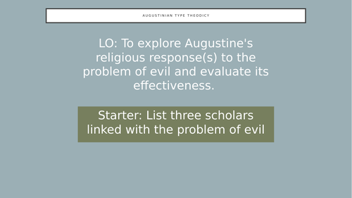 Eduqas  A level RS Augustine's Theodicy