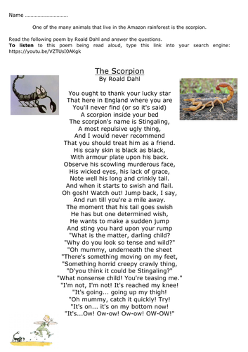 Year 5 - The Explorer- Homework Task- The Scorpion