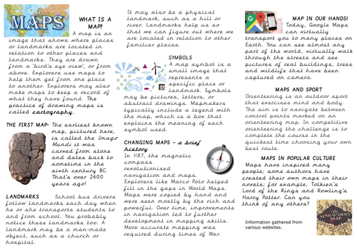 Year 5 The Explorer- Comprehension Task- Maps | Teaching Resources