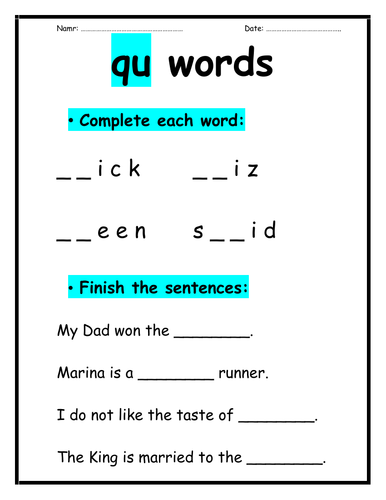 qu words teaching resources