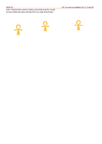 Year 3: 2, 3, 5 and 10x table practice (Egyptian themed)