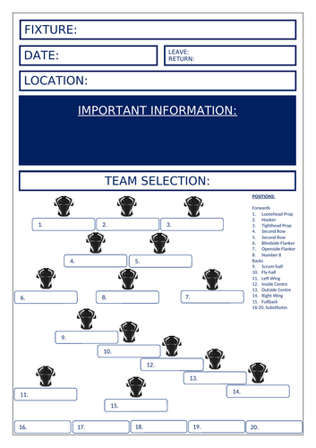 Rugby Team Selection - Black